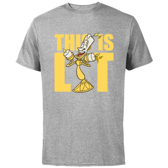 Disney Beauty and the Beast Lumiere This is Lit - Short Sleeve Cotton T-Shirt for Adults - Customized-Athletic Heather