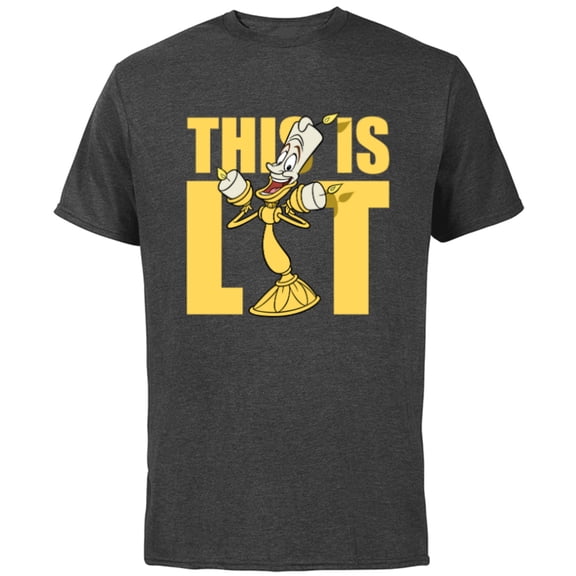 Disney Beauty and the Beast Lumiere This is Lit - Short Sleeve Cotton T-Shirt for Adults - Customized-Charcoal