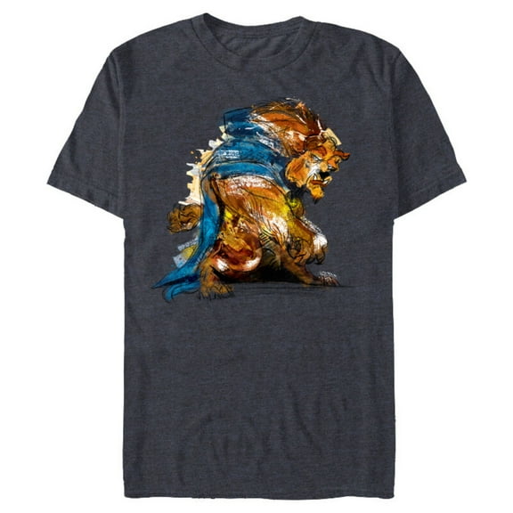 Disney Beauty and the Beast Men's T-Shirt- Short Sleeve Blended T-Shirt for Adults - Customized-Denim Snow Heather