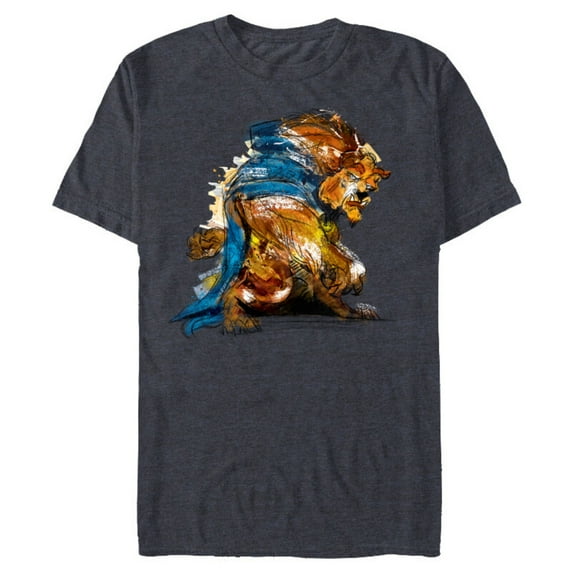 Disney Beauty and the Beast Men's T-Shirt- Short Sleeve Blended T-Shirt for Adults - Customized-Denim Snow Heather