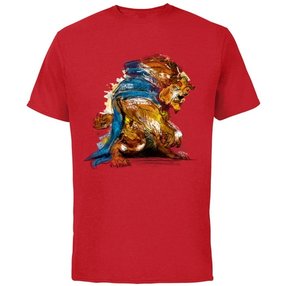 Disney Beauty and the Beast Men's T-Shirt - Short Sleeve Cotton T-Shirt for Adults - Customized-Red