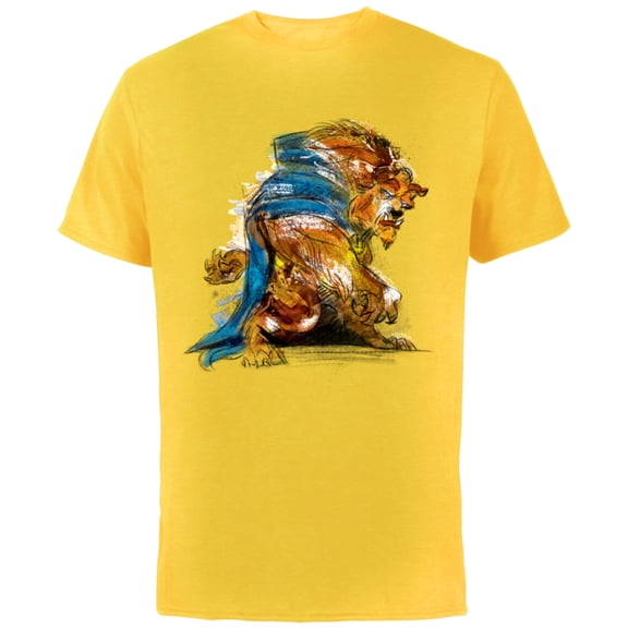 Disney Beauty and the Beast Men's T-Shirt - Short Sleeve Cotton T-Shirt for Adults - Customized-Yellow