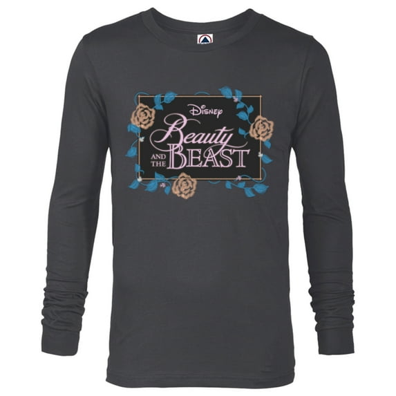 Disney Beauty and the Beast Modern Florals - Long Sleeve T-Shirt for Men - Customized-Charcoal Heather