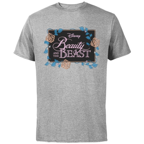 Disney Beauty and the Beast Modern Florals - Short Sleeve Cotton T-Shirt for Adults - Customized-Athletic Heather