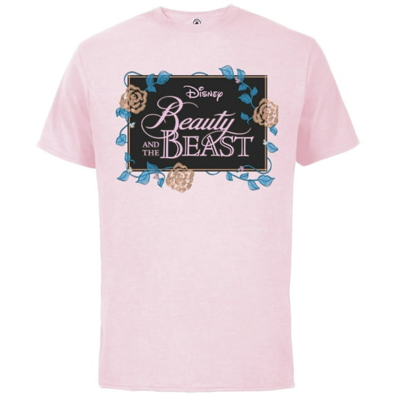 Disney Beauty and the Beast Modern Florals - Short Sleeve Cotton T-Shirt for Adults - Customized-Soft Pink