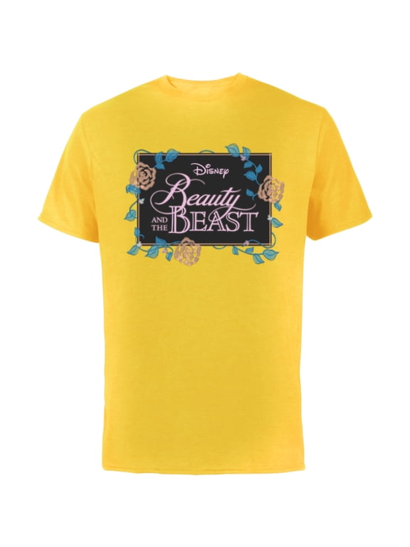 Beauty and the Beast Modern Florals - Short Sleeve Cotton T-Shirt for Adults - Customized-Yellow