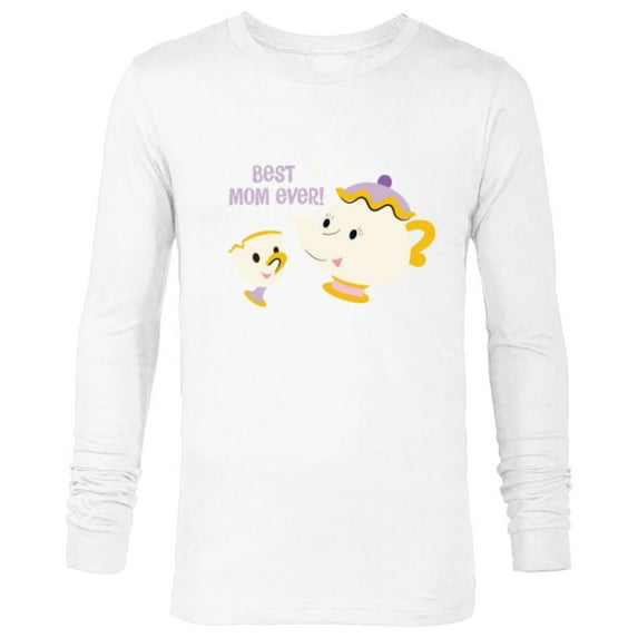 Disney Beauty and the Beast Mrs Potts and Chip Best Mom Ever - Long Sleeve T-Shirt for Men - Customized-White