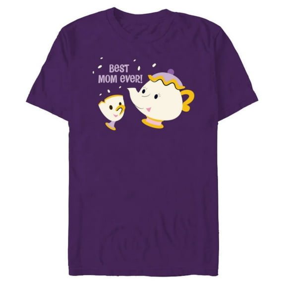 Disney Beauty and the Beast Mrs Potts and Chip Best Mom Ever - Short Sleeve Blended T-Shirt for Adults - Customized-Purple