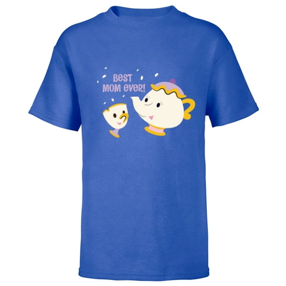 Disney Beauty and the Beast Mrs Potts and Chip Best Mom Ever - Short Sleeve T-Shirt for Kids - Customized-Royal