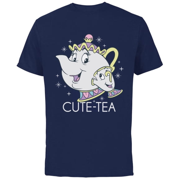 Disney Beauty and the Beast Mrs. Potts and Chip Mother's Day T-Shirt - Short Sleeve Cotton T-Shirt for Adults - Customized-Navy