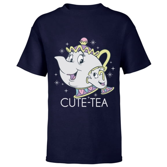 Disney Beauty and the Beast Mrs. Potts and Chip Mother's Day T-Shirt - Short Sleeve T-Shirt for Kids - Customized-Navy