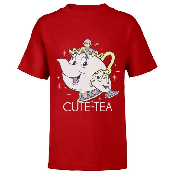Disney Beauty and the Beast Mrs. Potts and Chip Mother's Day T-Shirt - Short Sleeve T-Shirt for Kids - Customized-Red