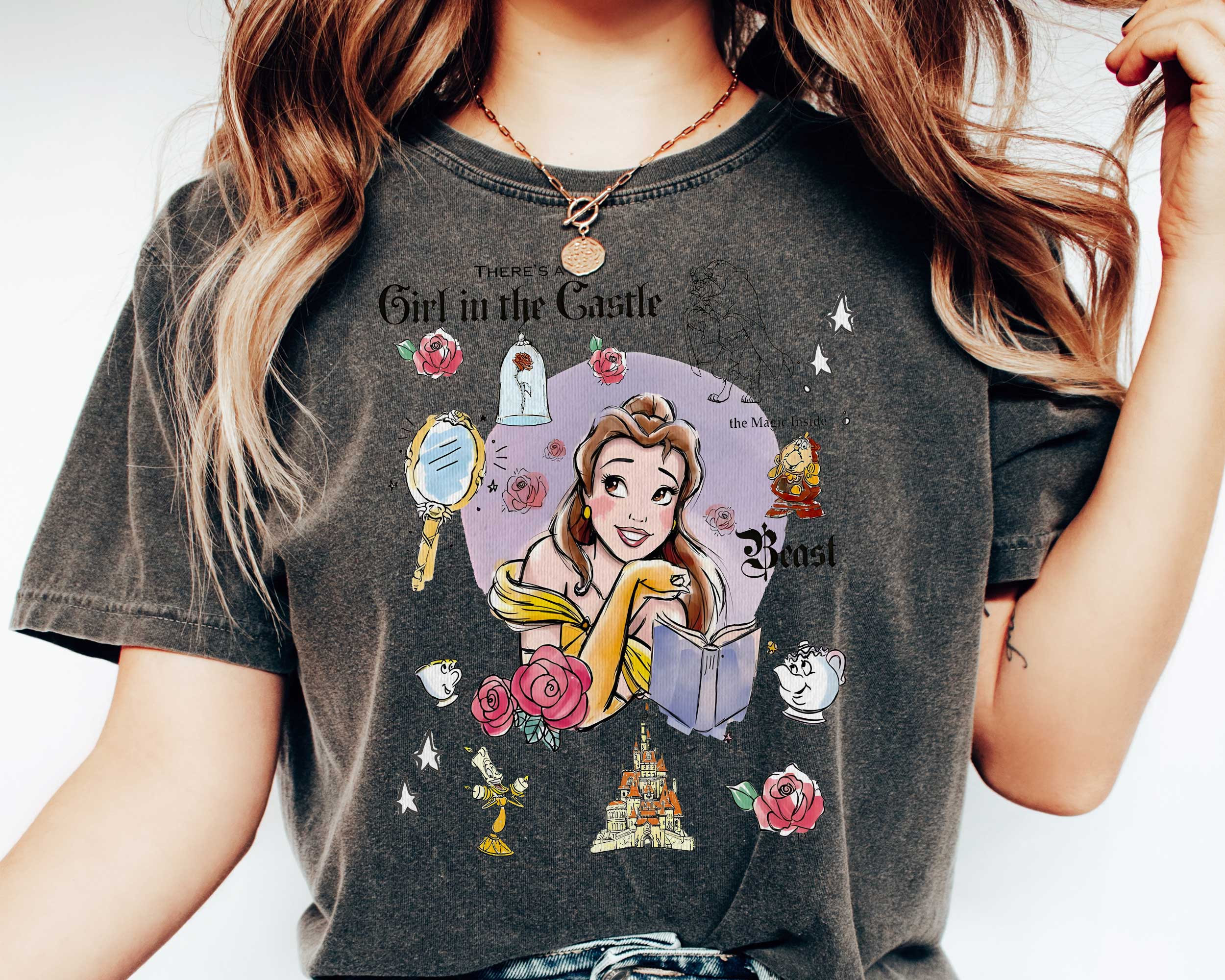Disney Beauty &amp; the Beast Characters Illustrated Unisex T-Shirt ...