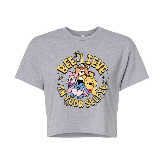 Disney - Bee Lieve In Your Selfie - Juniors Cropped Cotton Blend T-Shirt