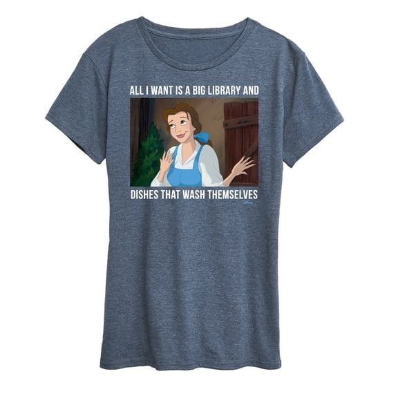 Disney - Belle All Want Library Women's Short Sleeve Graphic T-Shirt