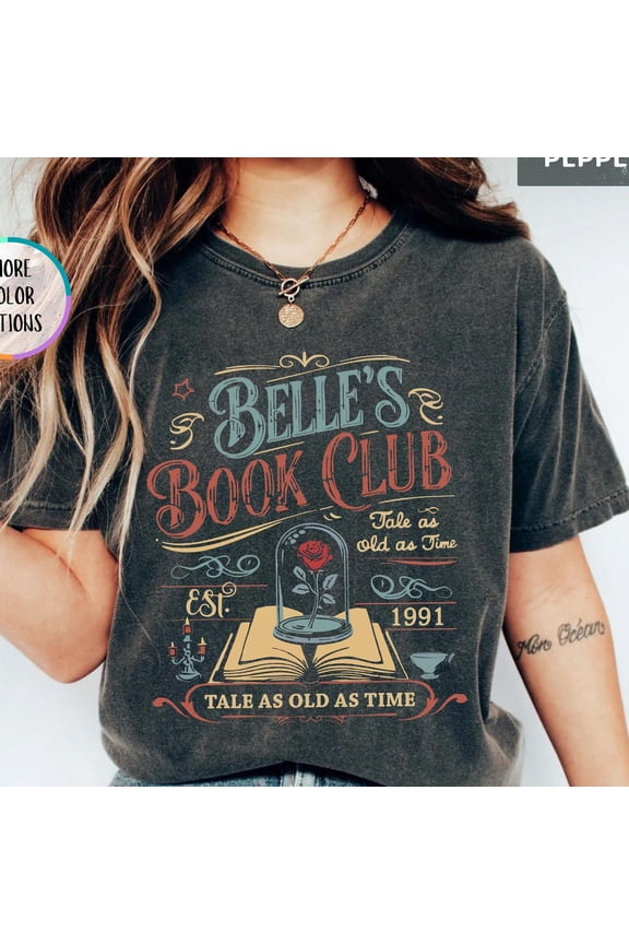 Belle Book Club Shirt, Bookish Tee, Vintage Style Reading Shirt For Women, Tale As Old As Time, Book Lover Gift,S-5XL Shirt