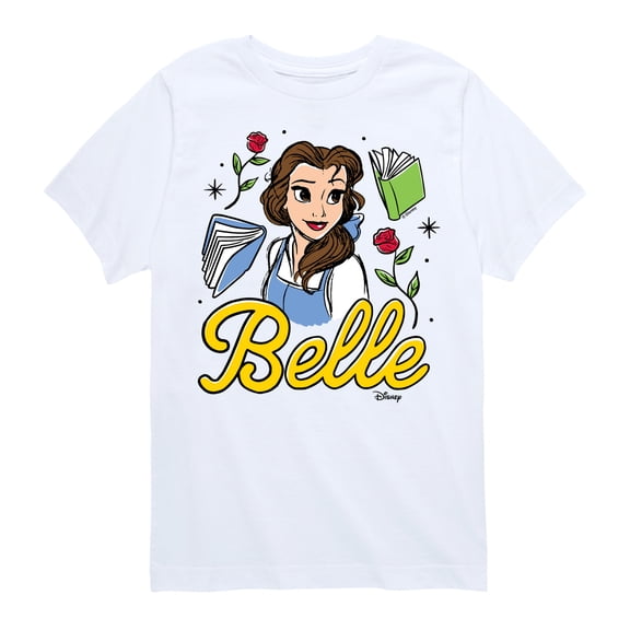 Disney - Belle & Books - Youth Boys Short Sleeve Graphic T-Shirt