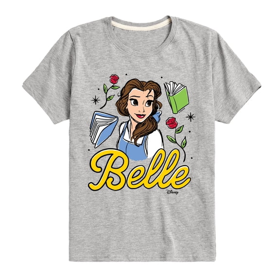 Disney - Belle & Books - Youth Boys Short Sleeve Graphic T-Shirt