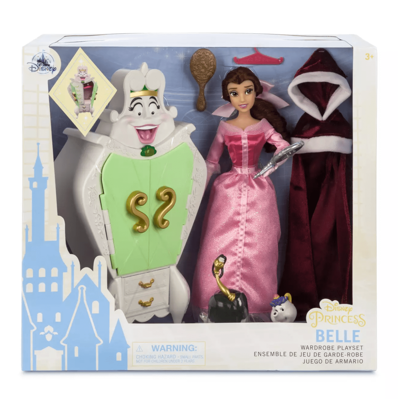 Disney Belle Classic Doll Wardrobe Play Set, 11.5'' H with Box