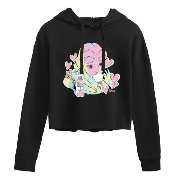Disney - Belle Collage - Juniors Cropped Pullover Hoodie