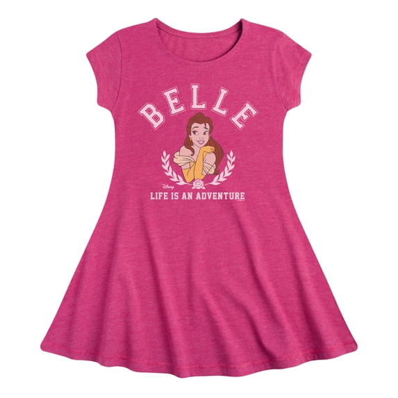 Disney - Belle Collegiate - Youth Girls Fit & Flare Cap Sleeve Dress