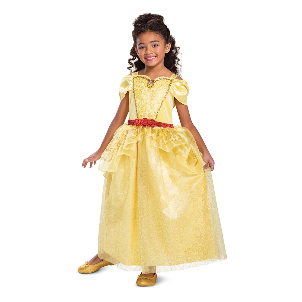 Disney Belle Deluxe Costume for Girls with Satin Bodice and Organza Peplum, Ages 3-4T