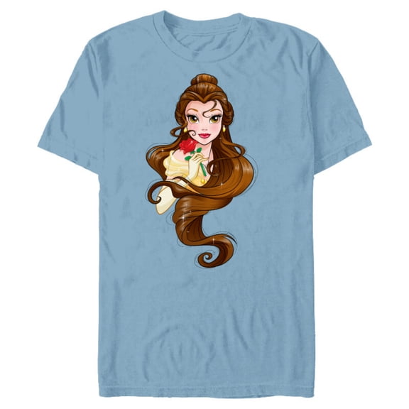 Disney Belle T-Shirt- Short Sleeve Blended T-Shirt for Adults - Customized-Ocean Blue