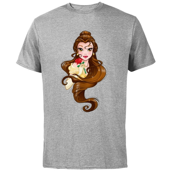 Disney Belle T-Shirt - Short Sleeve Cotton T-Shirt for Adults - Customized-Athletic Heather