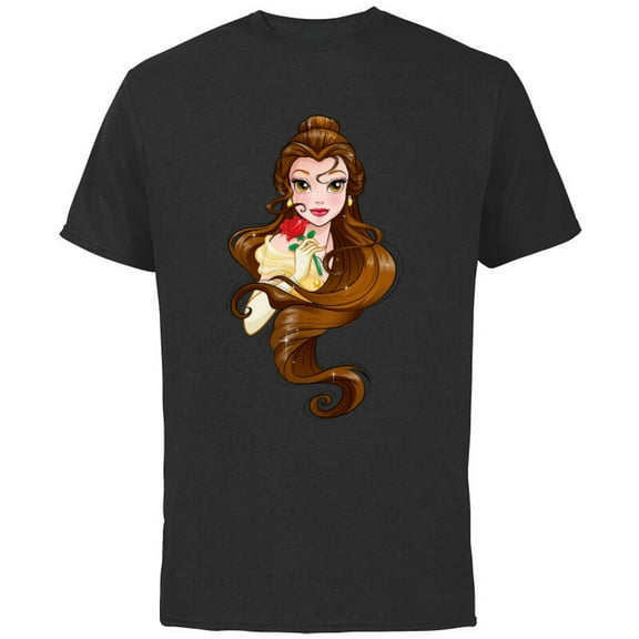 Disney Belle T-Shirt - Short Sleeve Cotton T-Shirt for Adults - Customized-Black