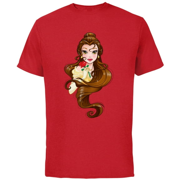 Disney Belle T-Shirt - Short Sleeve Cotton T-Shirt for Adults - Customized-Red