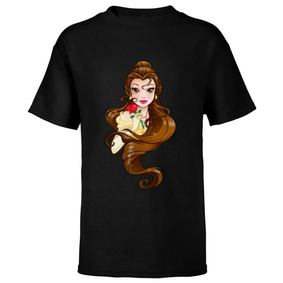Disney Belle T-Shirt - Short Sleeve T-Shirt for Kids - Customized-Black