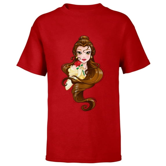 Disney Belle T-Shirt - Short Sleeve T-Shirt for Kids - Customized-Red