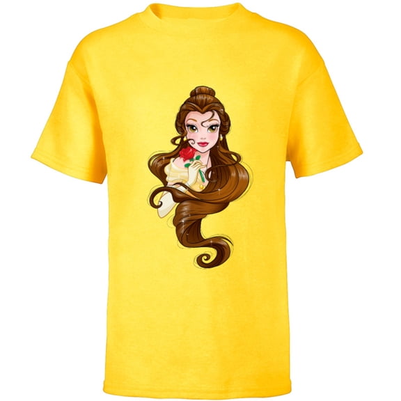 Disney Belle T-Shirt - Short Sleeve T-Shirt for Kids - Customized-Yellow