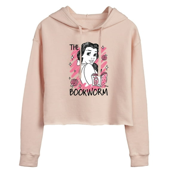 Disney - Belle The Bookworm - Juniors Cropped Pullover Hoodie
