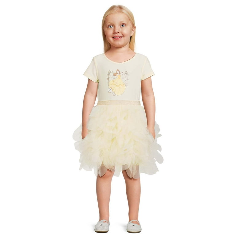 Disney Belle Toddler Girl Short Sleeve Tutu Dress, Sizes 12M-5T 