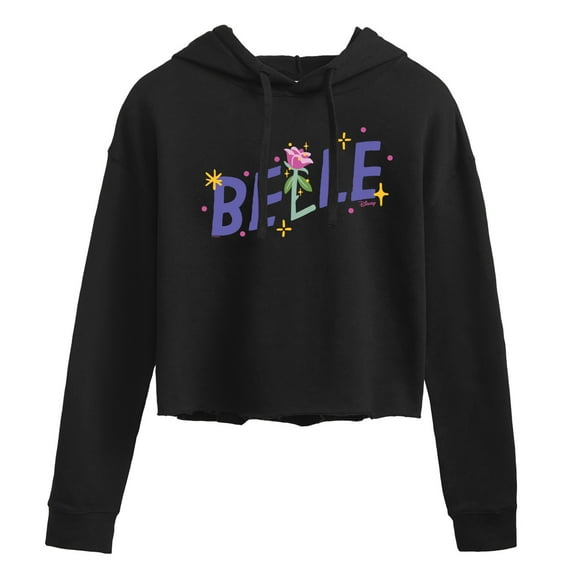 Disney - Belle Type - Juniors Cropped Pullover Hoodie