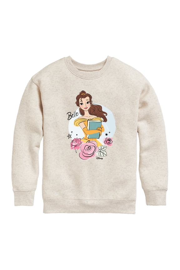 - Belle With Flowers - Toddler & Youth Crewneck Fleece Sweatshirt