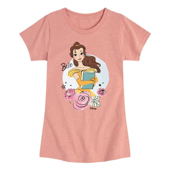 Disney - Belle With Flowers  - Toddler & Youth Girls Short Sleeve Graphic T-Shirt