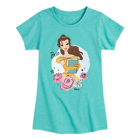 Disney - Belle With Flowers  - Toddler & Youth Girls Short Sleeve Graphic T-Shirt