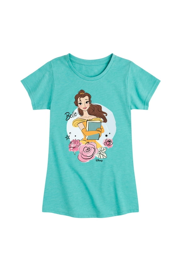 Disney - Belle With Flowers - Toddler & Youth Girls Short Sleeve Graphic T-Shirt