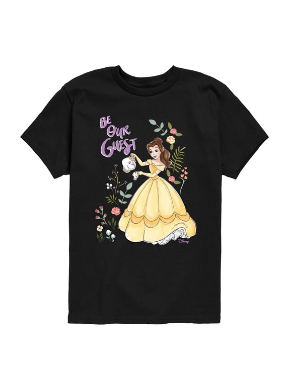 - Belle With Teapot - Youth Boys Short Sleeve Graphic T-Shirt