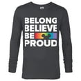 thumbnail image 1 of Disney Belong Believe Be Proud Pride - Long Sleeve T-Shirt for Men - Customized-Charcoal Heather, 1 of 5