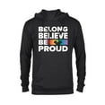 thumbnail image 1 of Disney Belong Believe Be Proud Pride - Pullover Hoodie for Adults - Customized-Black, 1 of 5