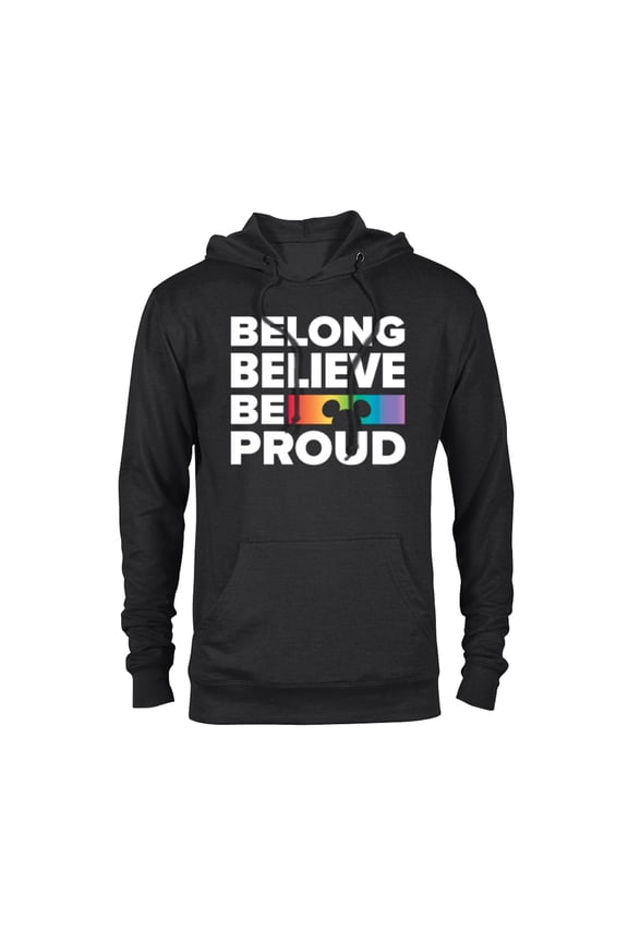 Belong Believe Be Proud Pride - Pullover Hoodie for Adults - Customized-Black
