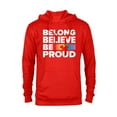 thumbnail image 1 of Disney Belong Believe Be Proud Pride - Pullover Hoodie for Adults - Customized-Red Heather, 1 of 5