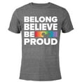 thumbnail image 1 of Disney Belong Believe Be Proud Pride - Short Sleeve Blended T-Shirt for Adults - Customized-Dark Heather, 1 of 5