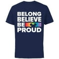 thumbnail image 1 of Disney Belong Believe Be Proud Pride - Short Sleeve Cotton T-Shirt for Adults - Customized-Navy, 1 of 5