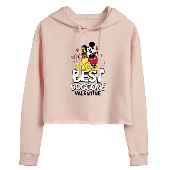 Disney - Best Doggone Valentine - Juniors Cropped Pullover Hoodie