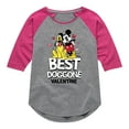 thumbnail image 1 of Disney - Best Doggone Valentine - Toddler & Youth Girls Raglan Graphic T-Shirt, 1 of 4
