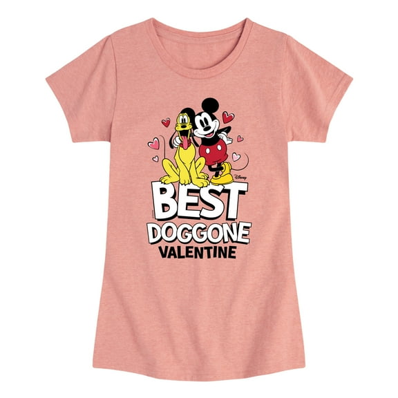 Disney - Best Doggone Valentine - Toddler & Youth Girls Short Sleeve Graphic T-Shirt